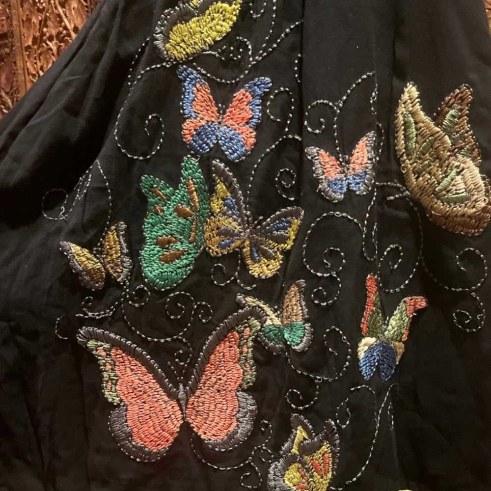 Double Zero Boho Embroidered Black Sleeveless Dre… - image 3